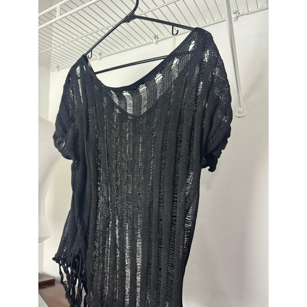 SHEIN Swim Cover with Tassels Oversized Black 2XL